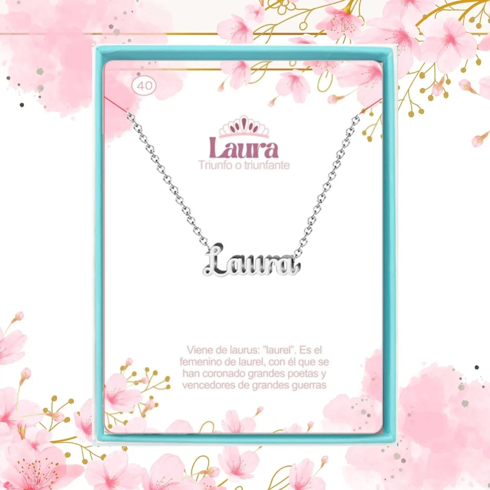 Collar Edición Nombre "laura" - Acero Tono Plateado acabado