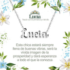 Collar con nombre Lucía en acero inoxidable plateado resistente al agua joya brillante regalo para mujer.