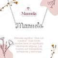 Collar con nombre Manuela en acero inoxidable plateado resistente al agua joya con significado regalo para mujer.