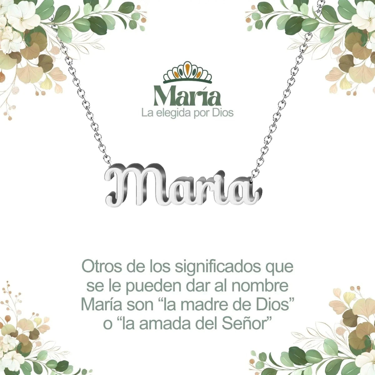 Collar con nombre María en acero inoxidable plateado resistente al agua joya versátil regalo para mujer.