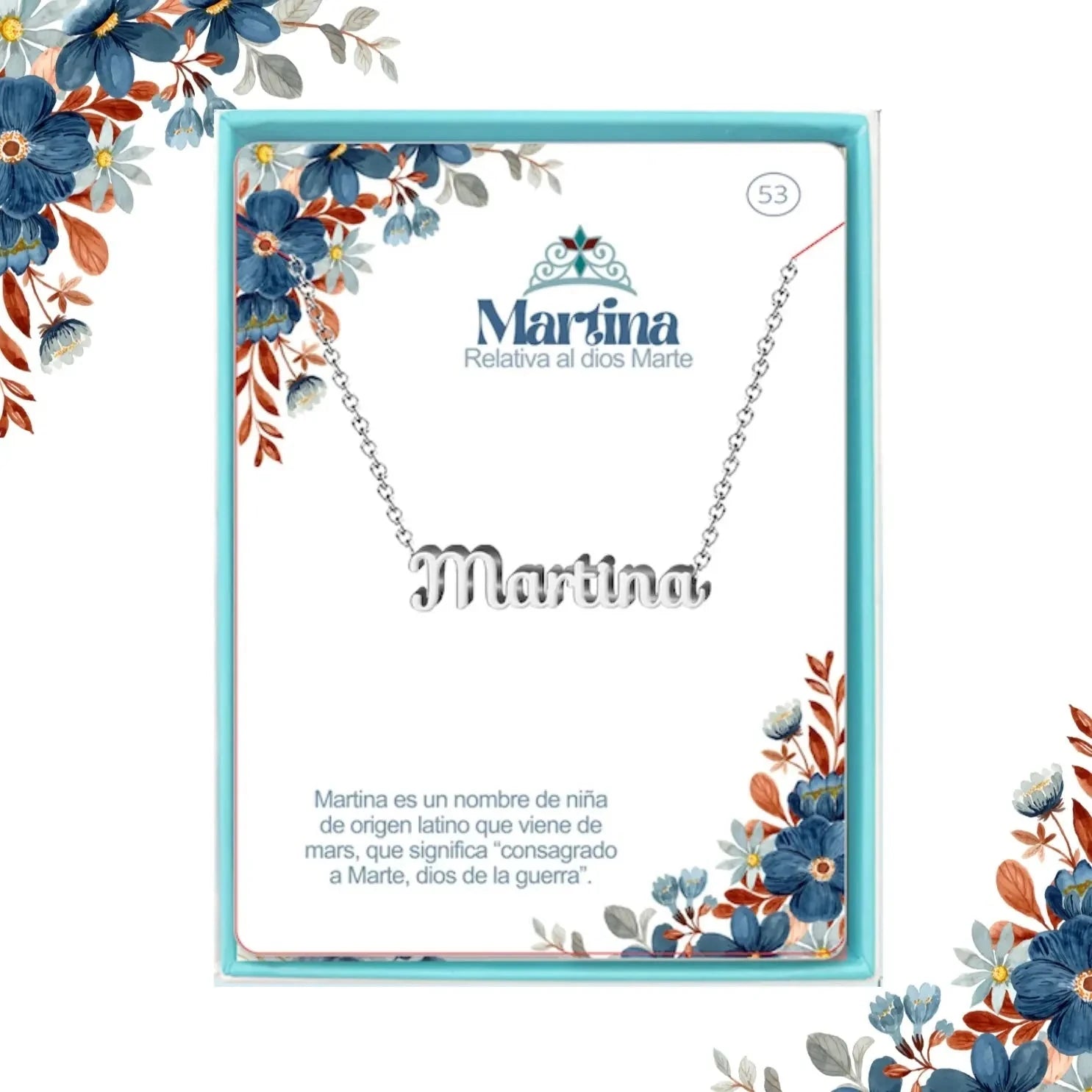 Collar Edición Nombre "martina" - Acero Tono Plateado acabado