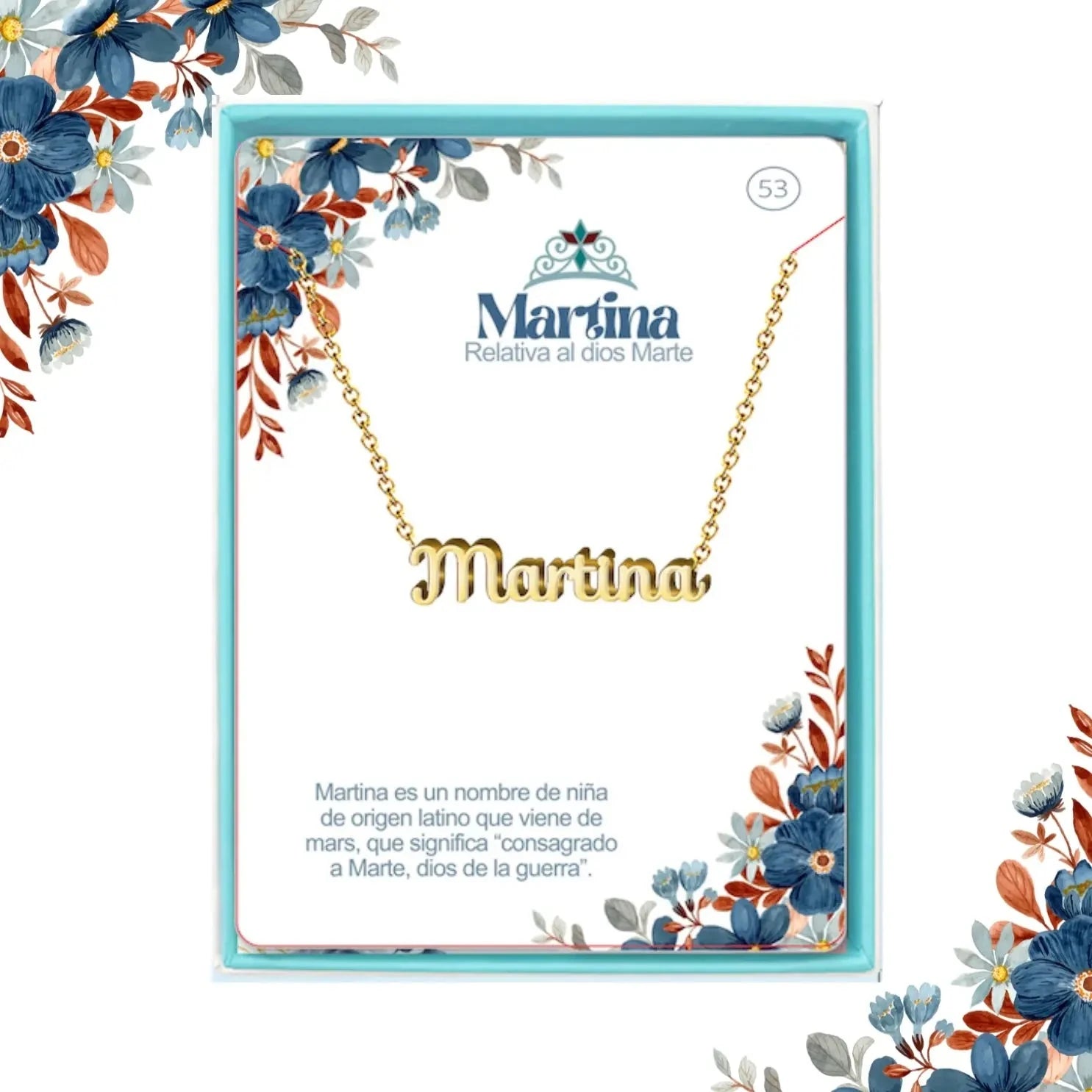 Collar Edición Nombre "martina" - Fuerza Y Elegancia Bañada en Oro 14K acabado