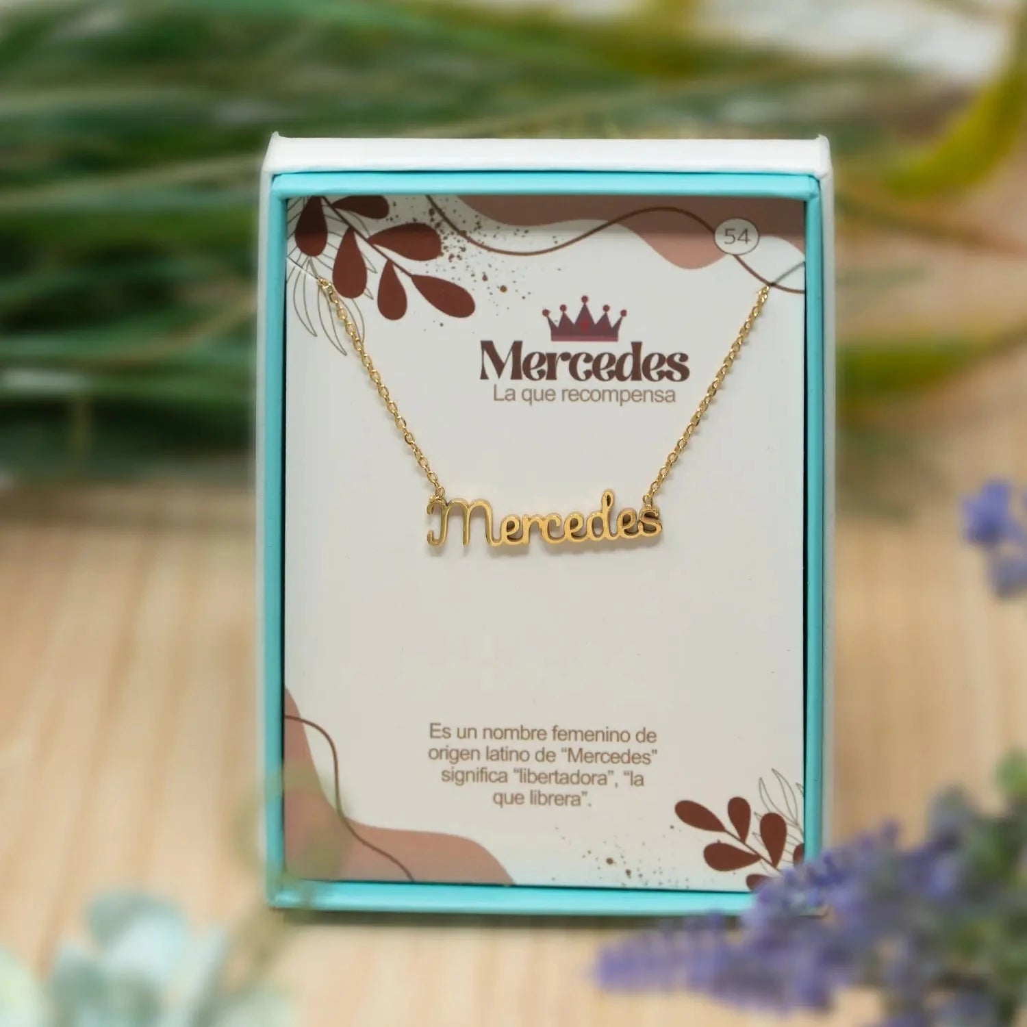 Collar Edición Nombre "mercedes" - Gracia Y Generosidad Bañada en Oro 14K detalle