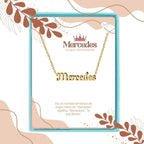 Collar Edición Nombre "mercedes" - Gracia Y Generosidad Bañada en Oro 14K acabado