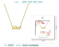 Collar dorado con nombre Mia escrito en cursiva diseño minimalista moderno y acabado brillante en acero inoxidable