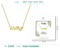 Collar con Nombre Molly - Diseño en Inglés - Acero Dorado 14K