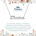 Collar con nombre Mónica en acero inoxidable plateado resistente al agua joya moderna regalo para mujer.