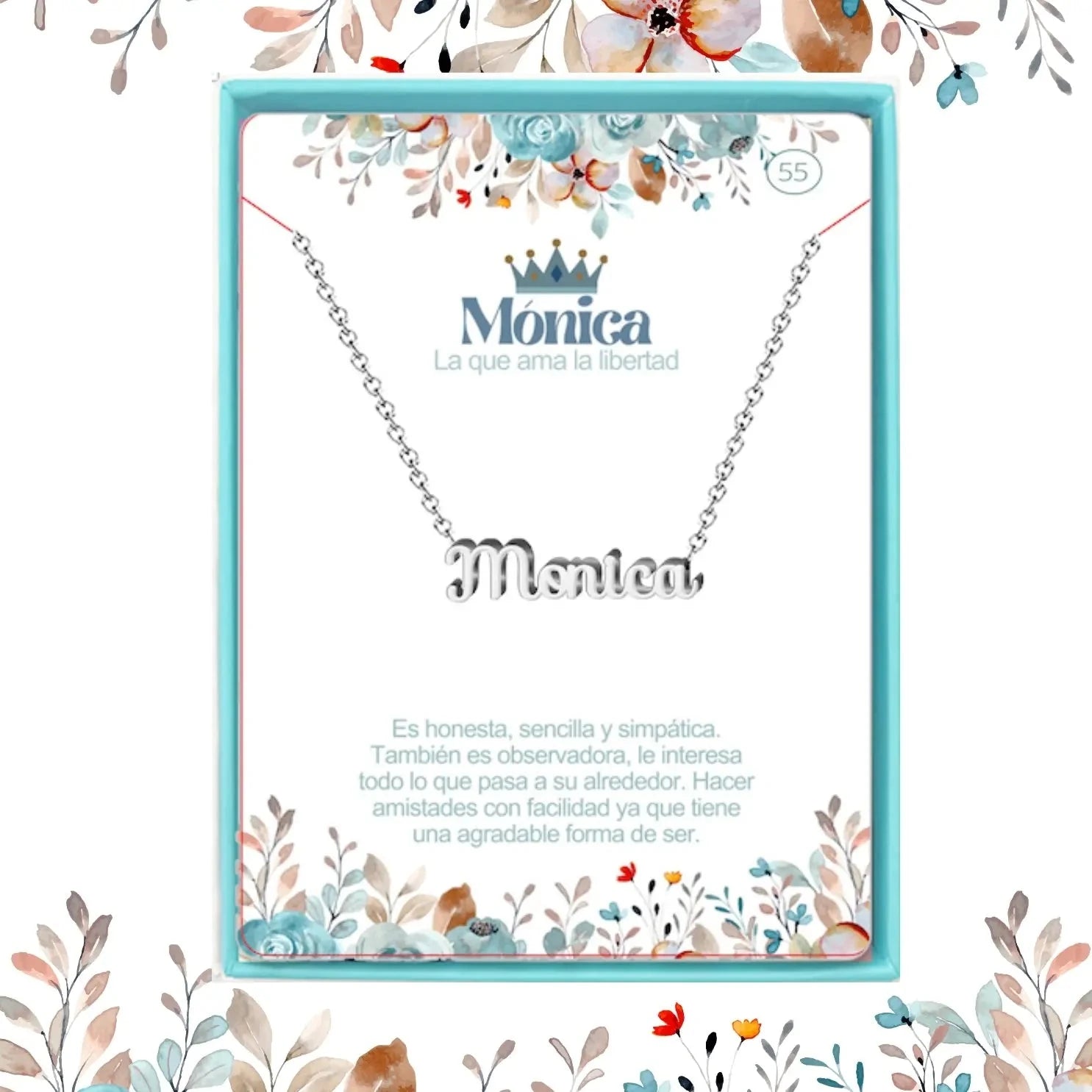 Collar Edición Nombre "mónica" - Acero Tono Plateado acabado