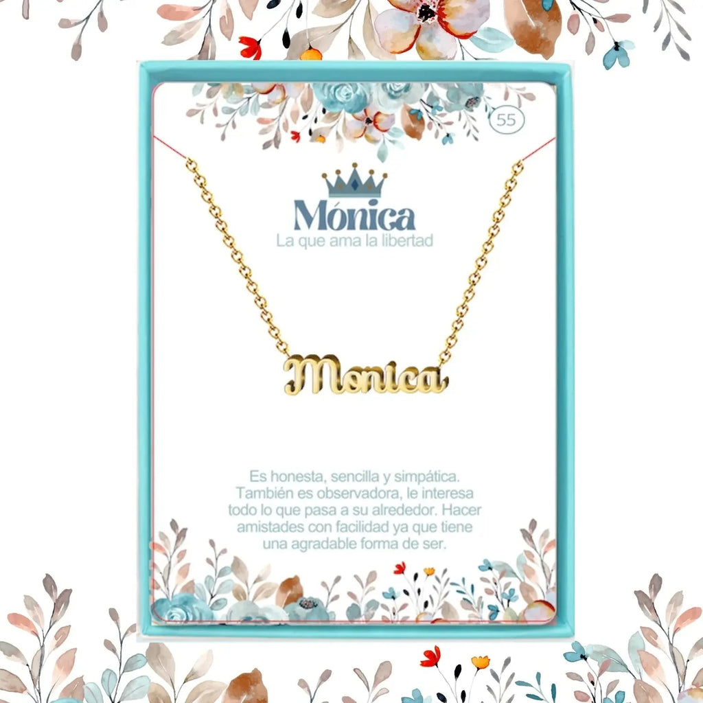Collar Edición Nombre "mónica" - Exclusividad Y Sabiduría Dorado 14K acabado