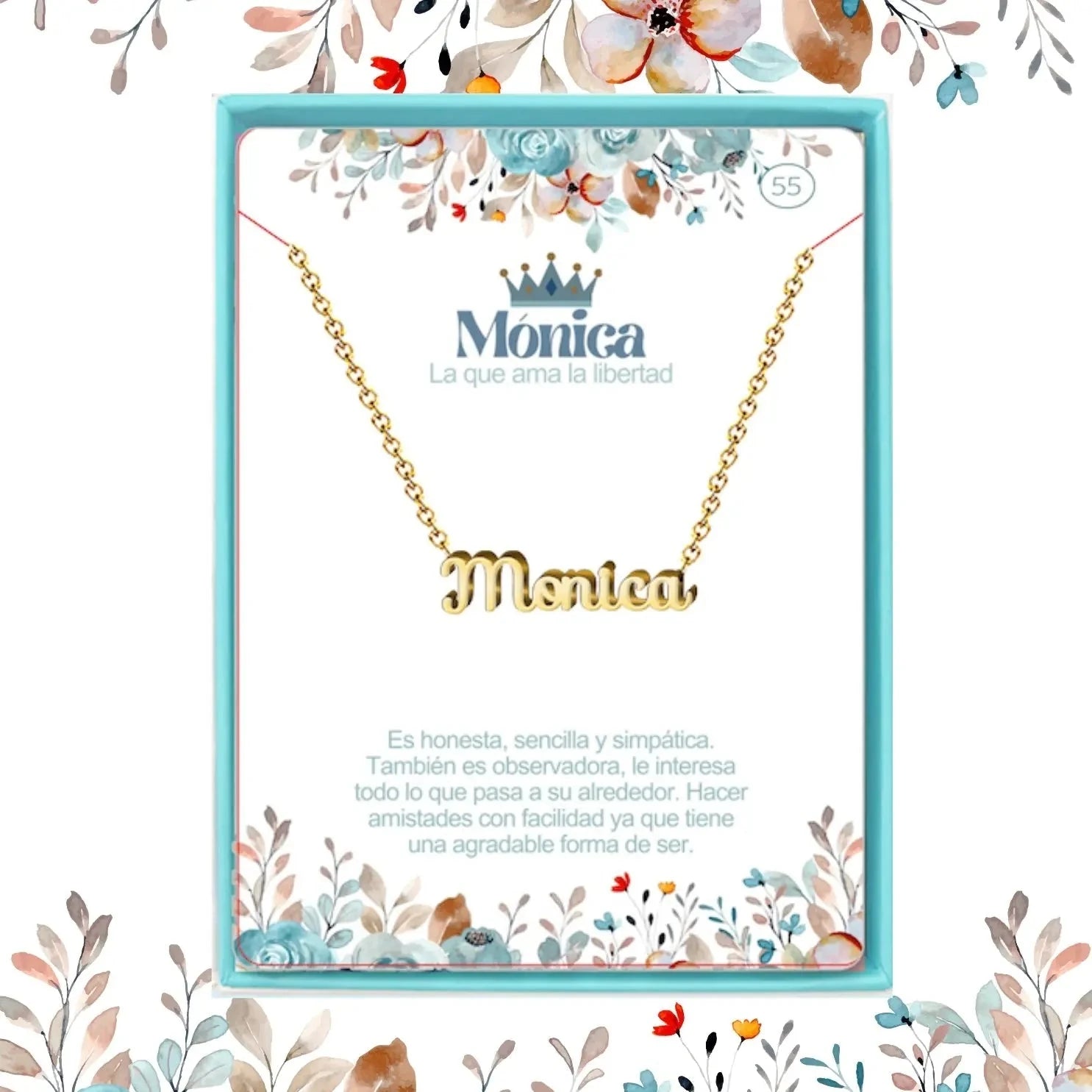 Collar Edición Nombre "mónica" - Exclusividad Y Sabiduría Dorado 14K acabado