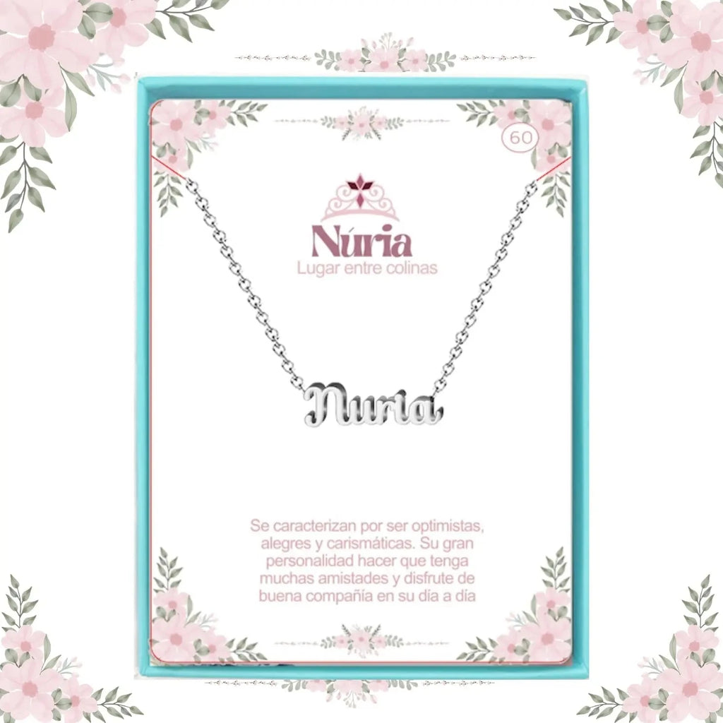 Collar Edición Nombre "nuria" - Acero Tono Plateado acabado
