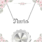Collar Edición Nombre "nuria" - Acero Tono Plateado textura