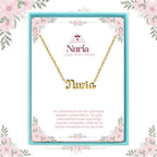 Collar Edición Nombre "nuria" - la Luz Que Guía Bañada en Oro 14K acabado