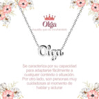Collar con nombre Olga en acero inoxidable plateado resistente al agua joya fuerte regalo para mujer.