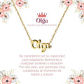 Collar con nombre Olga diseño elegante bañado en oro 14k significado de santa y sublime regalo mujer.