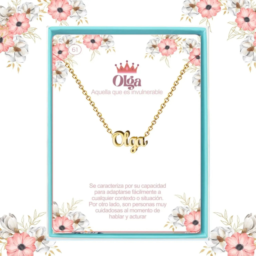Collar Edición Nombre "olga" - Distinción Sagrada Bañada en Oro 14K acabado