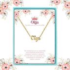 Collar Edición Nombre "olga" - Distinción Sagrada Bañada en Oro 14K acabado