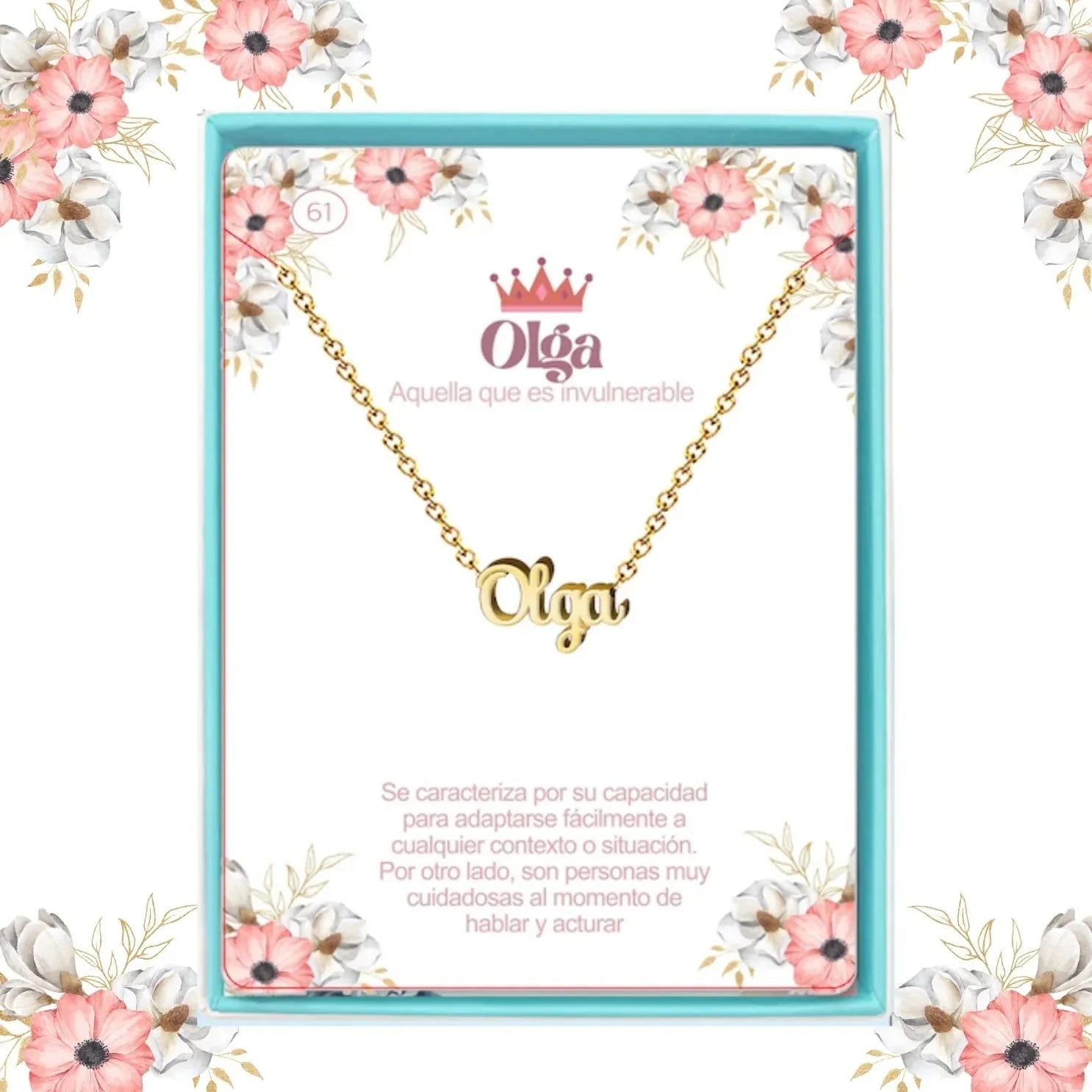 Collar Edición Nombre "olga" - Distinción Sagrada Bañada en Oro 14K acabado