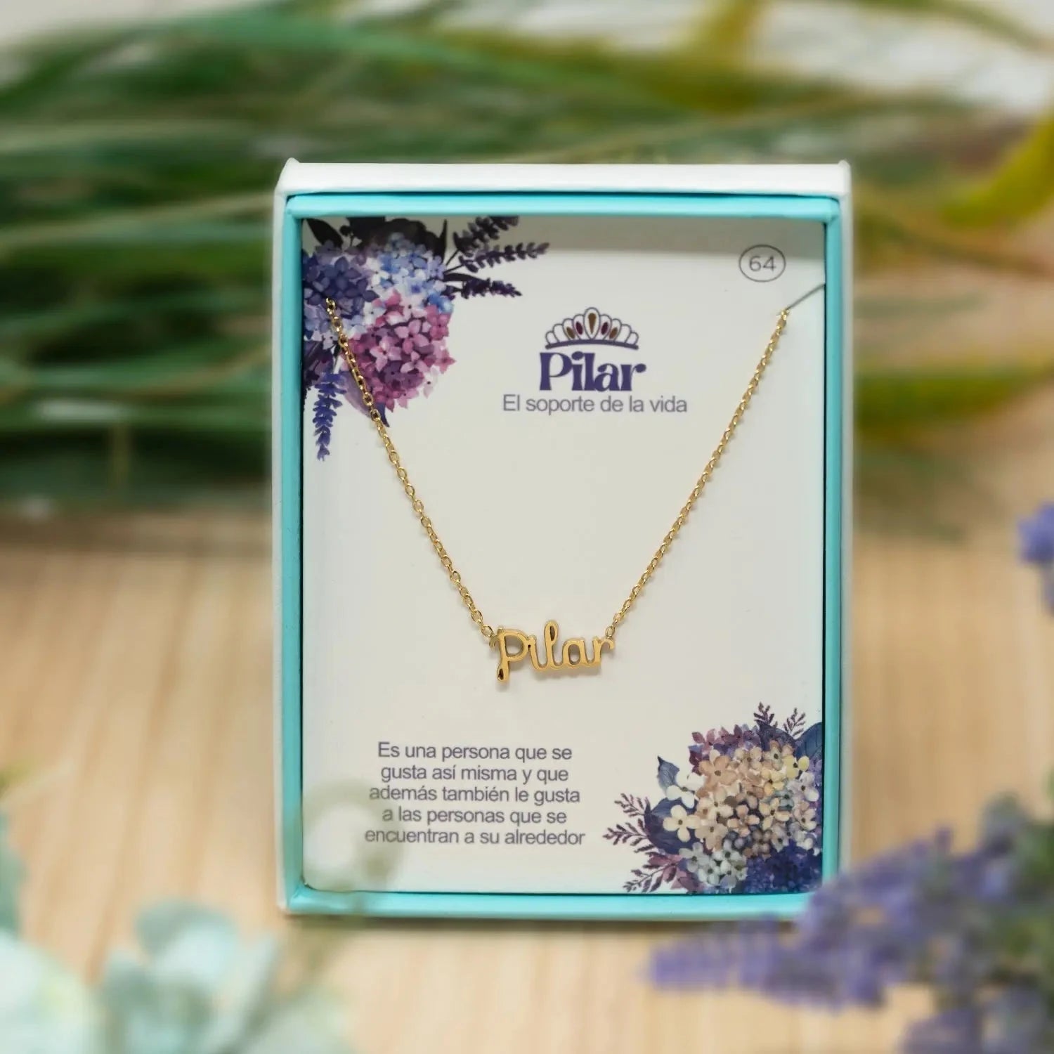 Collar Edición Nombre "pilar" - Fortaleza Y Elegancia Bañada en Oro 14K detalle