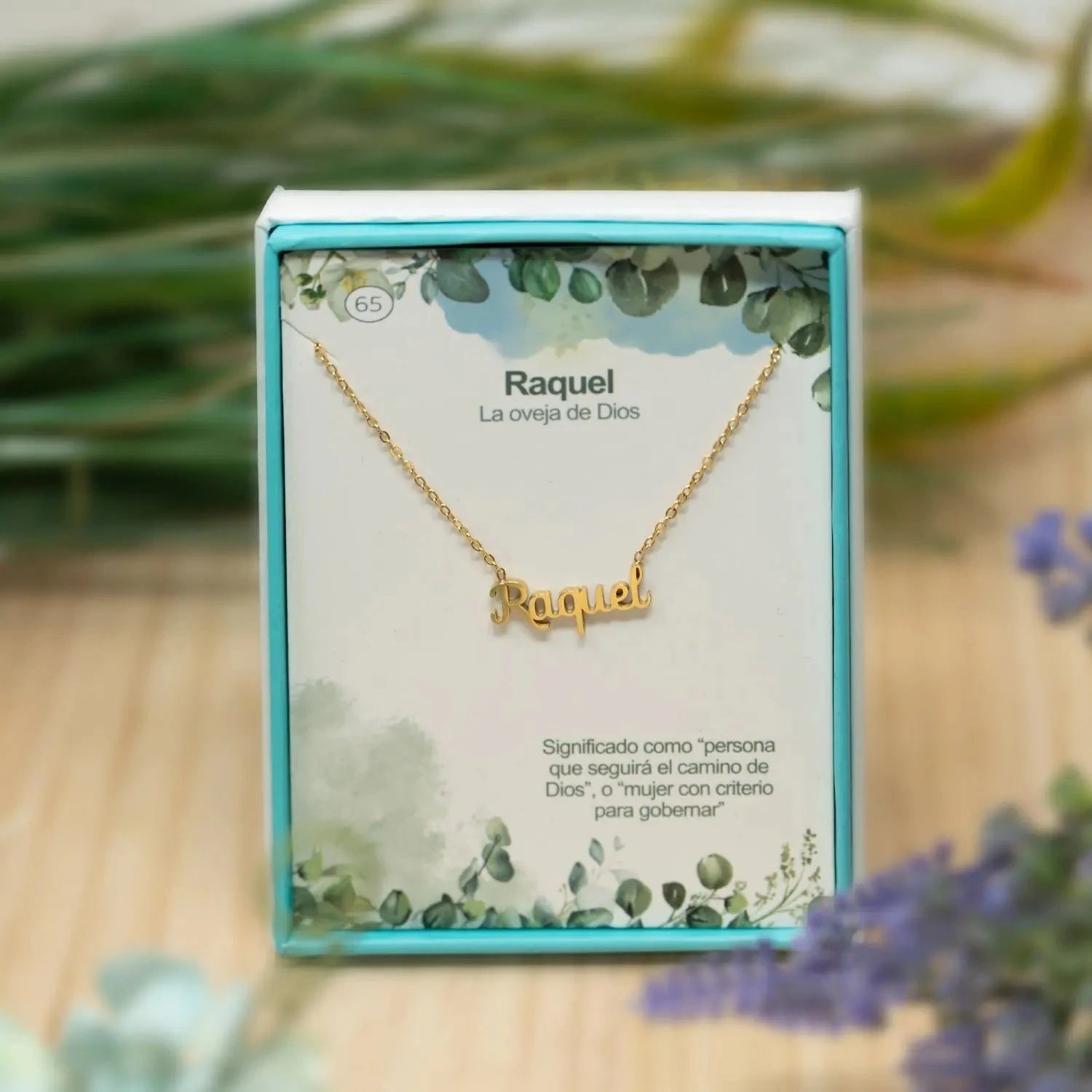 Collar Edición Nombre "raquel" - Carácter Y Dulzura Dorado 14K detalle