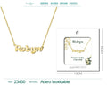 Collar con Nombre Robyn - Diseño en Inglés - Acero Inoxidable Bañado en Oro 14k