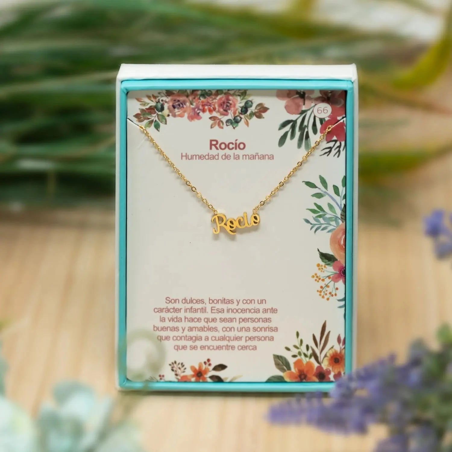 Collar Edición Nombre "rocío" - Frescura Y Luz Bañada en Oro 14K detalle