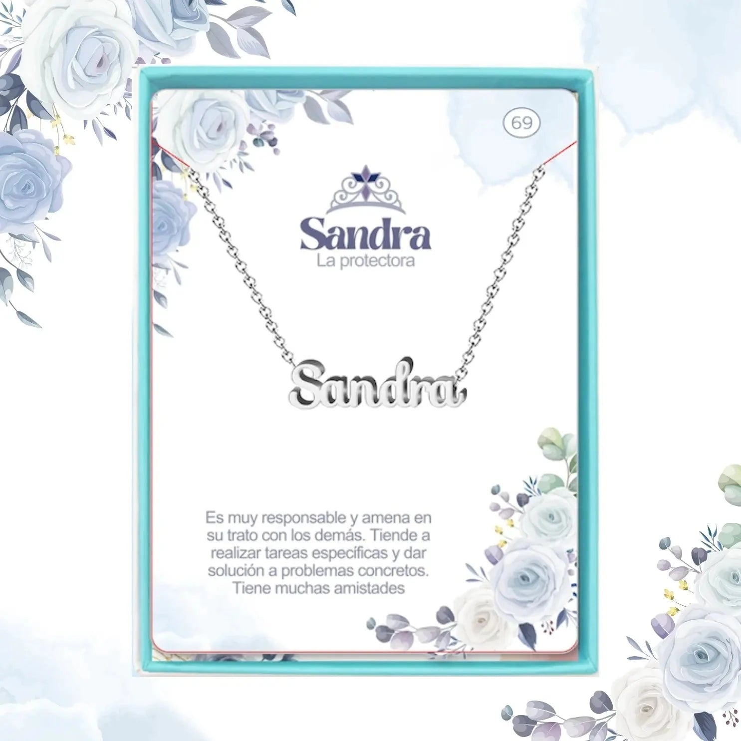 Collar Edición Nombre "sandra" - Acero Tono Plateado acabado