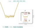 Collar con Nombre Sophie - Diseño en Inglés - Acero Inoxidable Bañado en Oro 14k