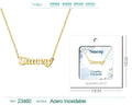 Collar con Nombre Stacey - Diseño en Inglés - Acero Inoxidable Bañado en Oro 14k