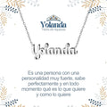 Collar con nombre Yolanda en acero inoxidable plateado diseño elegante resistente al agua regalo para mujer.