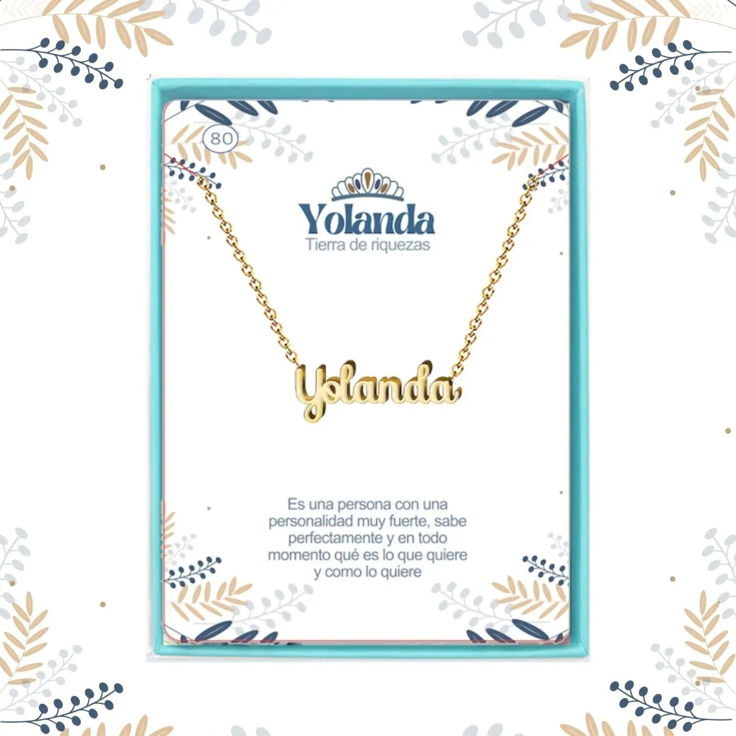 Collar Edición Nombre "yolanda" - Significado Y Estilo Dorado 14K acabado