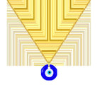Collar de acero inoxidable dorado con colgante de ojo místico calado con pestañas y ojo turco central azul.