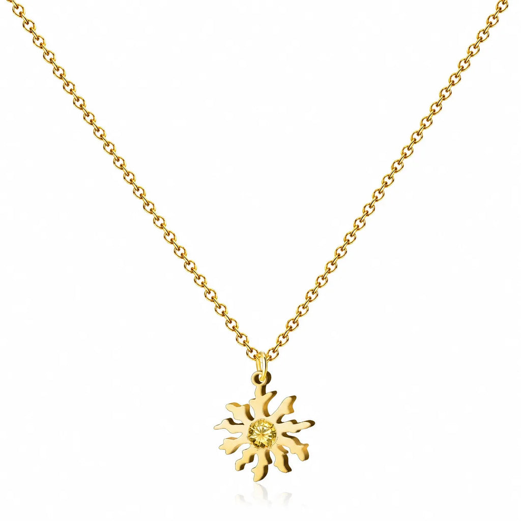 Collar sol en acero dorado cotigo