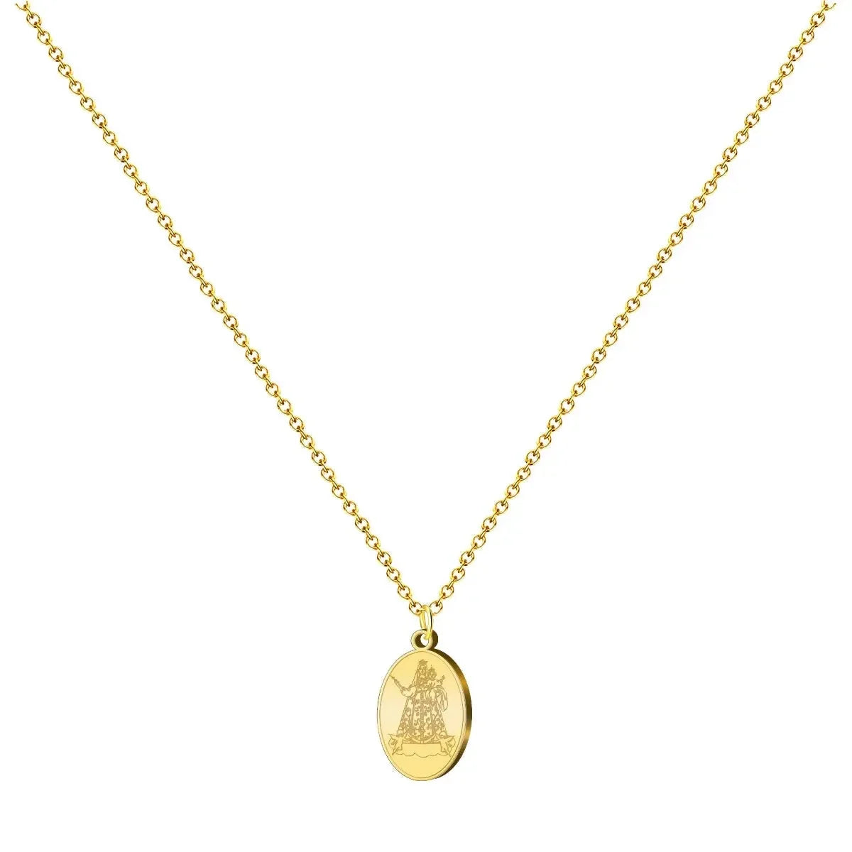 Collar Virgen de Begoña en Acero - Acabado Dorado - SKU 17303