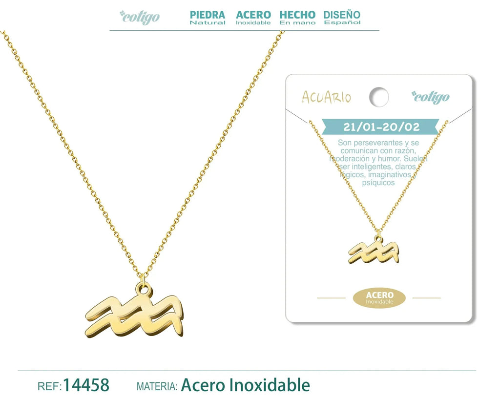 Collar Zodiaco Aquarius Dorado