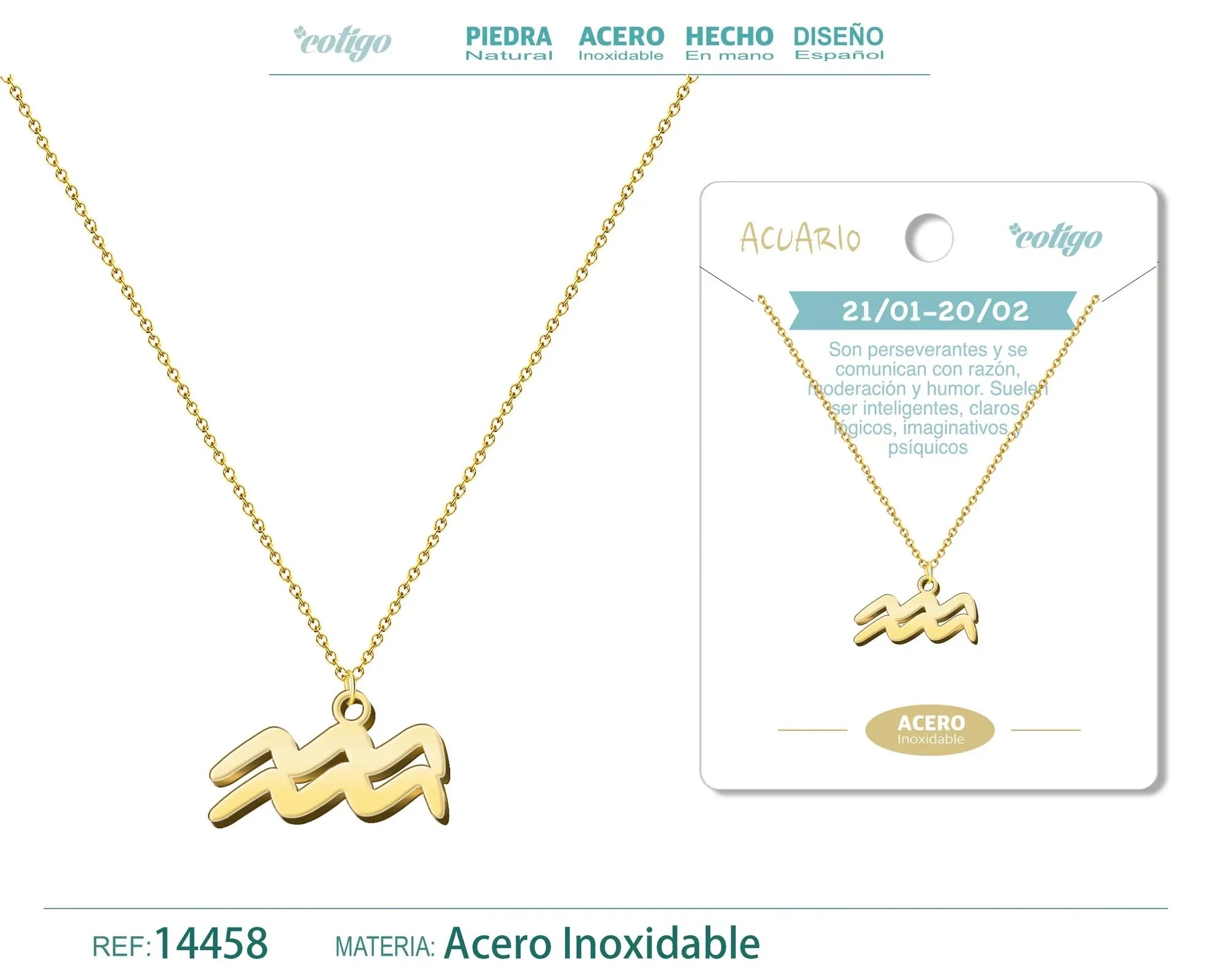 Collar Zodiaco Aquarius Dorado