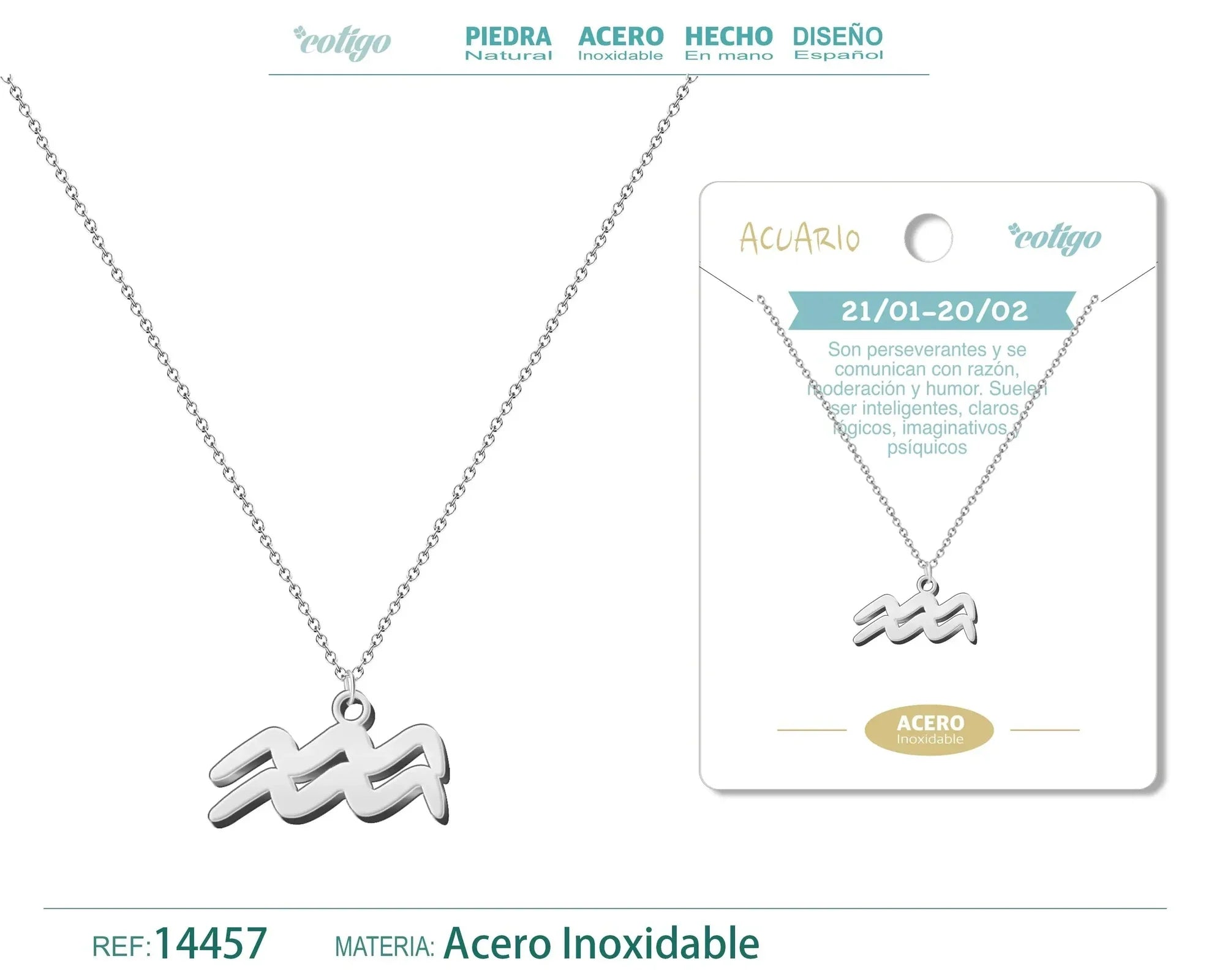 Collar Zodiaco Aquarius Plateado