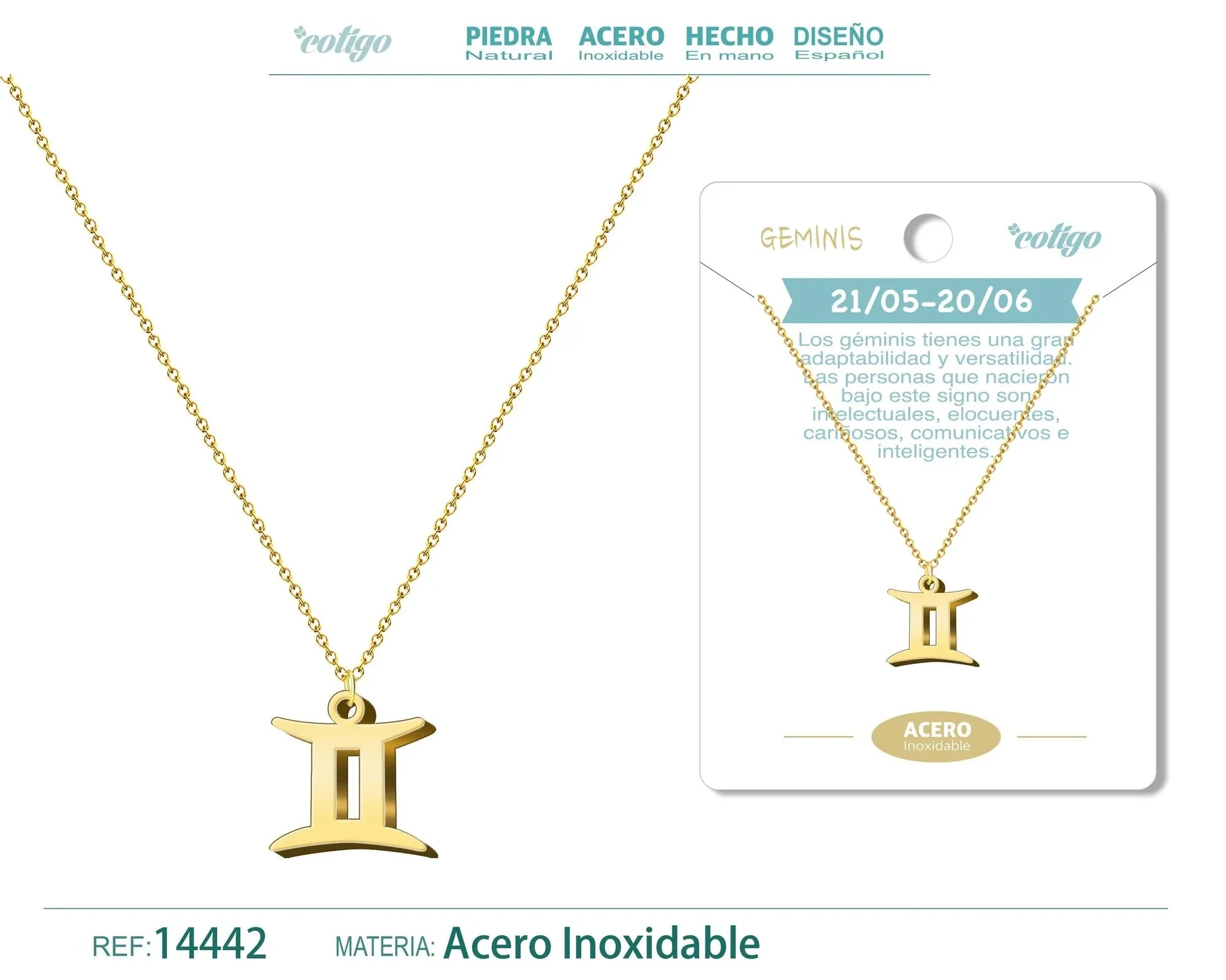 Collar Zodiaco Gemini Dorado
