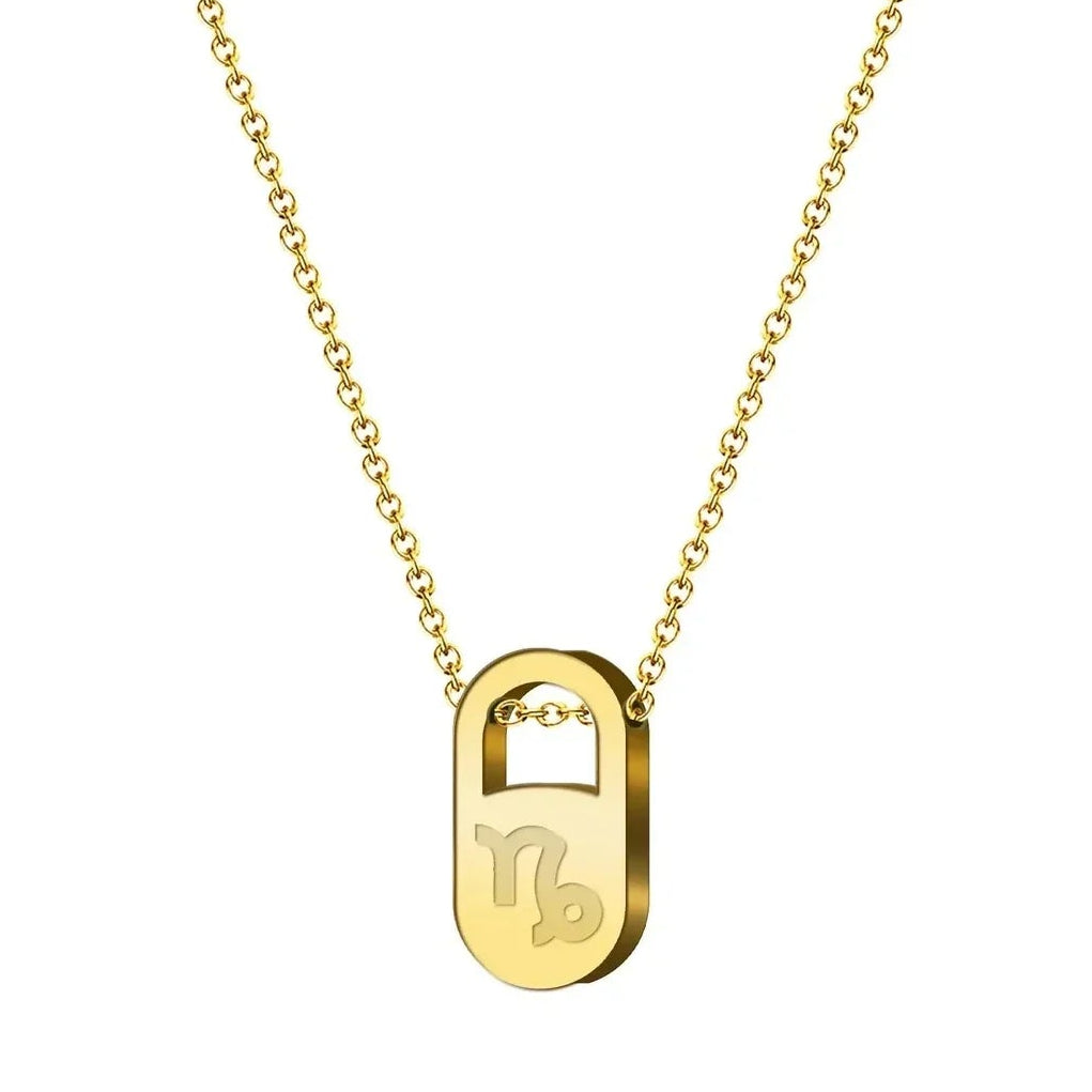 Collar Zodiaco en Inglés Acero con Sobre - Capricornio - SKU 23487
