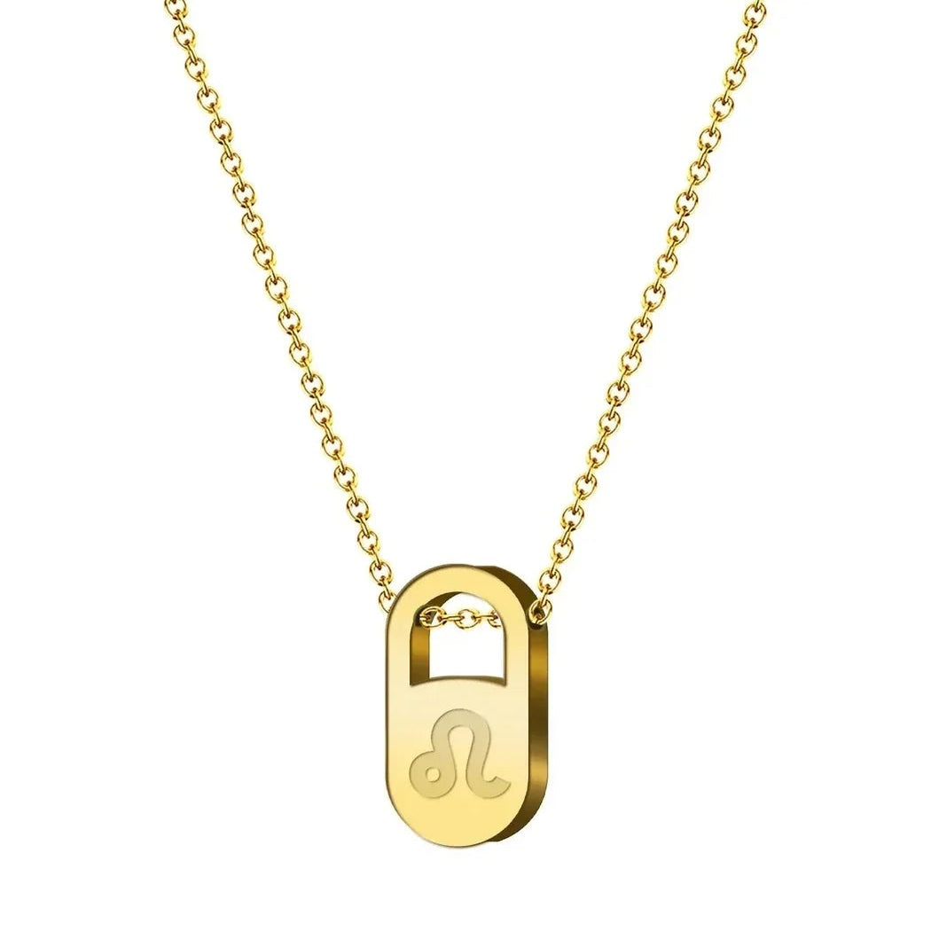 Collar Zodiaco en Inglés Acero con Sobre - Leo - SKU 23482