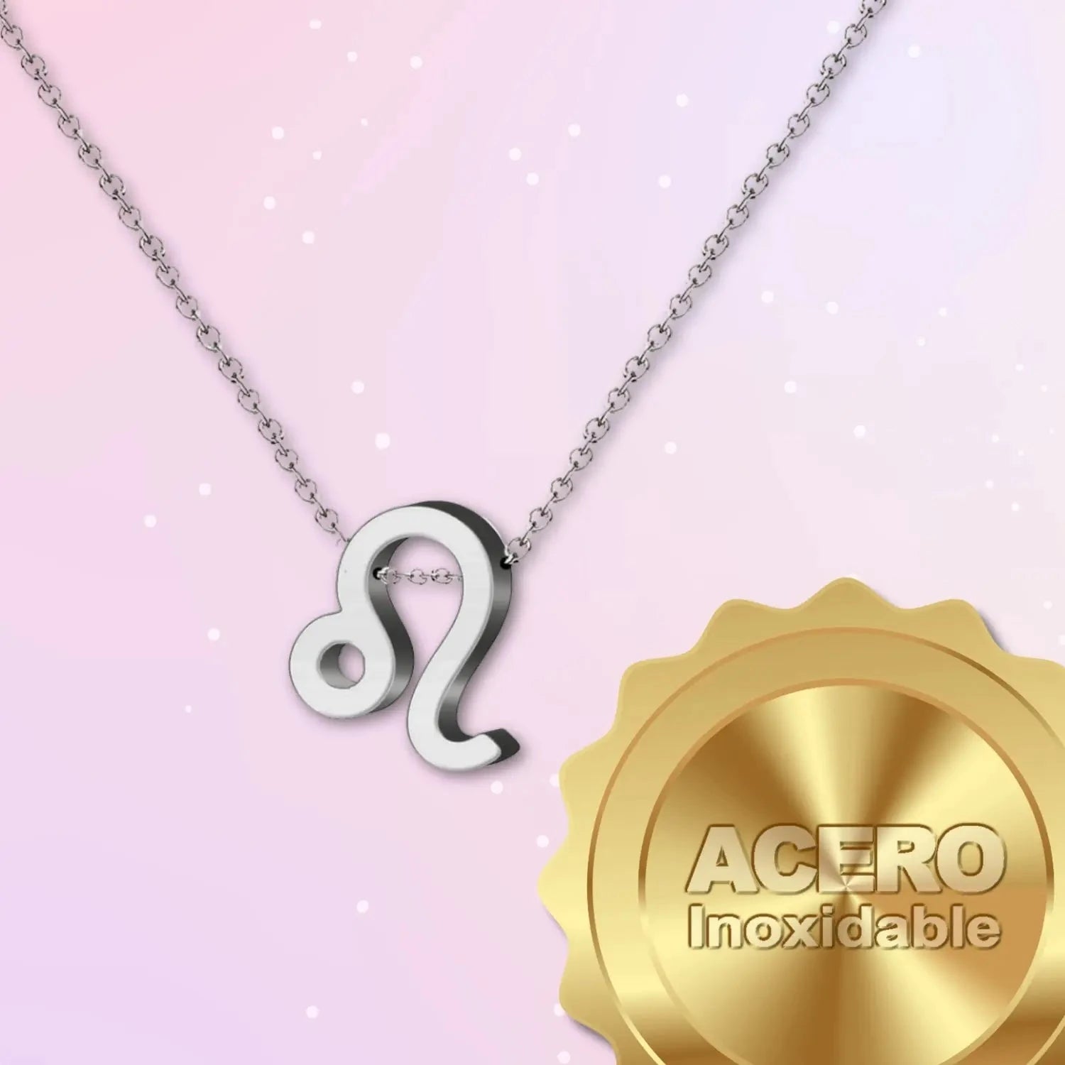Collar Zodíaco Leo Acero Color Plateado acabado