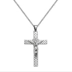 Collar Cruz con Jesús Crucificado en Acero - Plateado