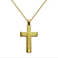 Collar con Cruz y Oración del Padre Nuestro en Acero Dorado - Dorado