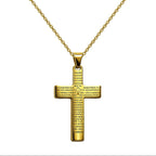 Collar con Cruz y Oración del Padre Nuestro en Acero Dorado - Dorado