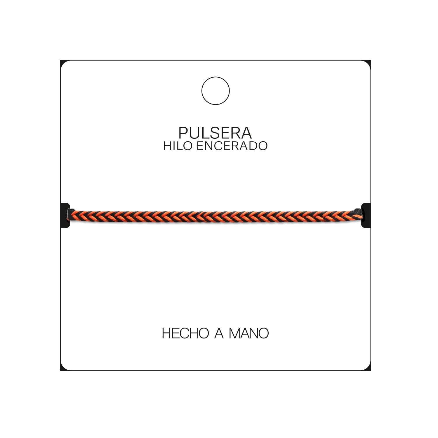 Pulsera Surfista de Hilo Encerado - Negro Y Naranja detalle