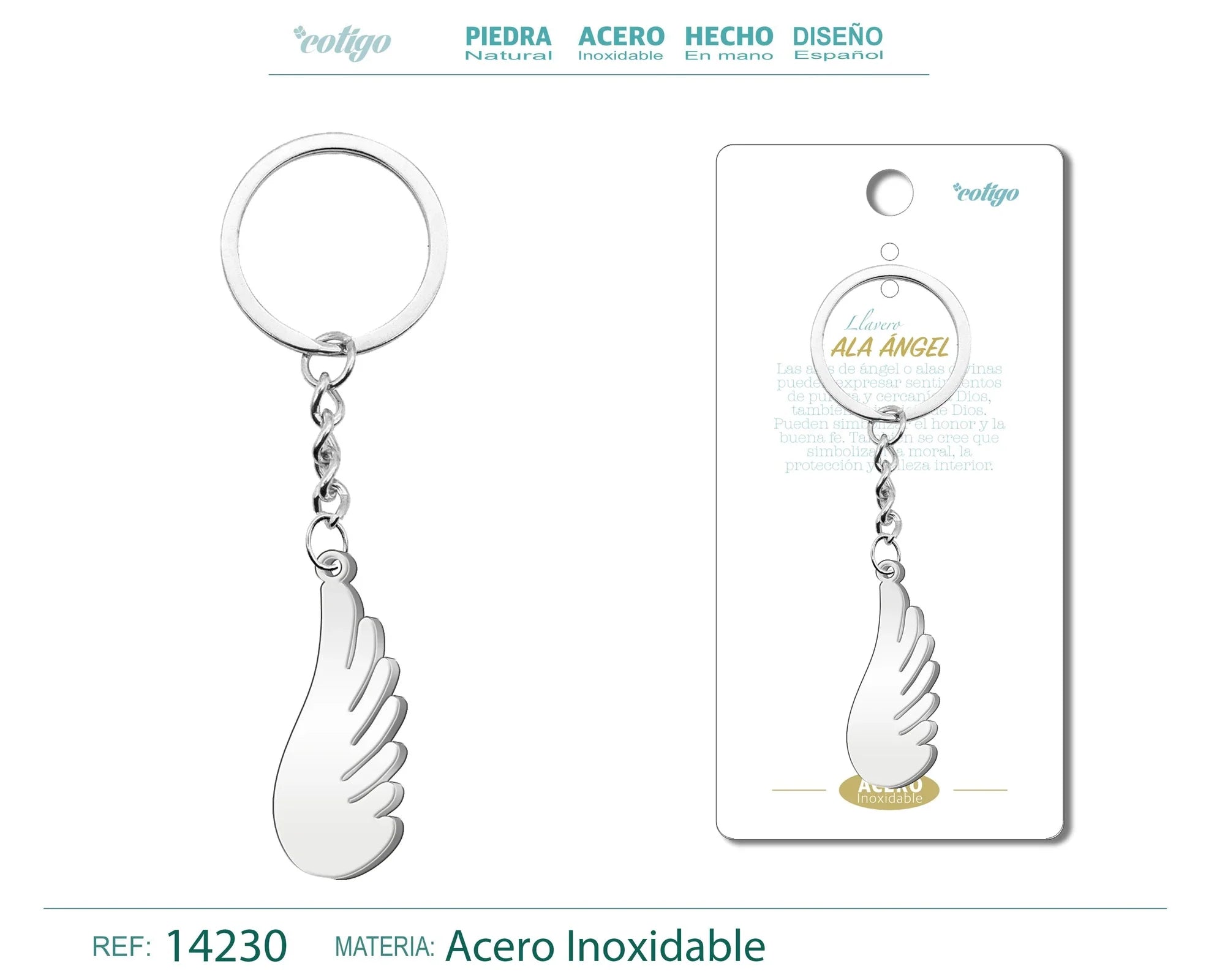 Llavero Ala de Angel Acero Inoxidable