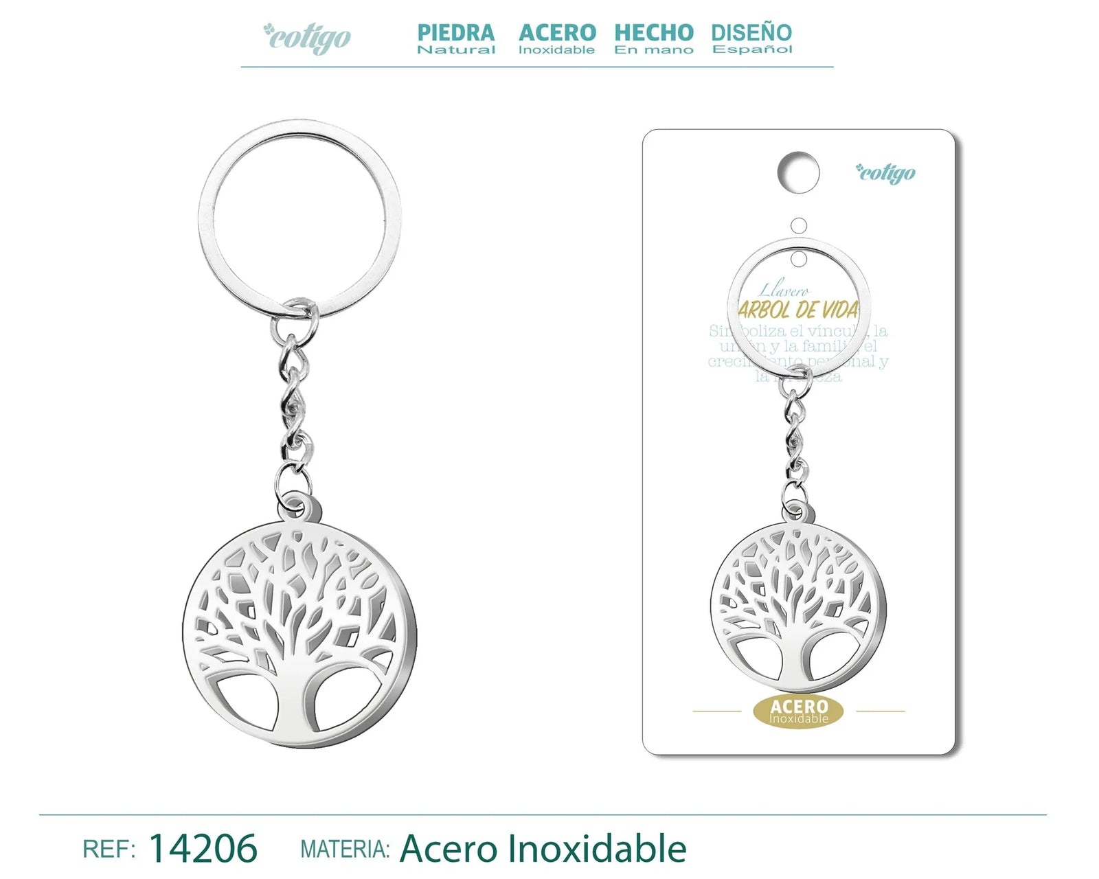 Llavero Arbol de Vida Acero Inoxidable