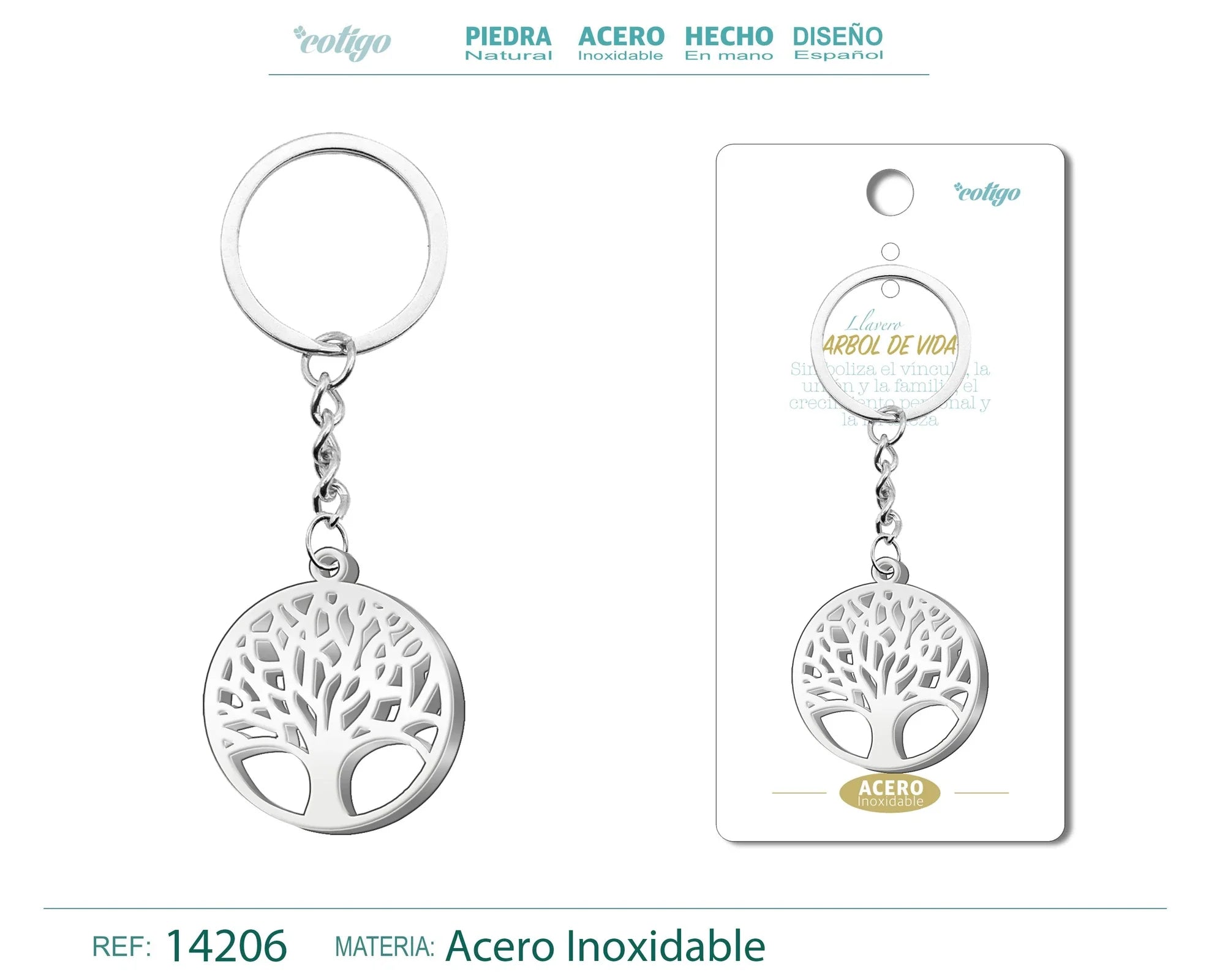 Llavero Arbol de Vida Acero Inoxidable