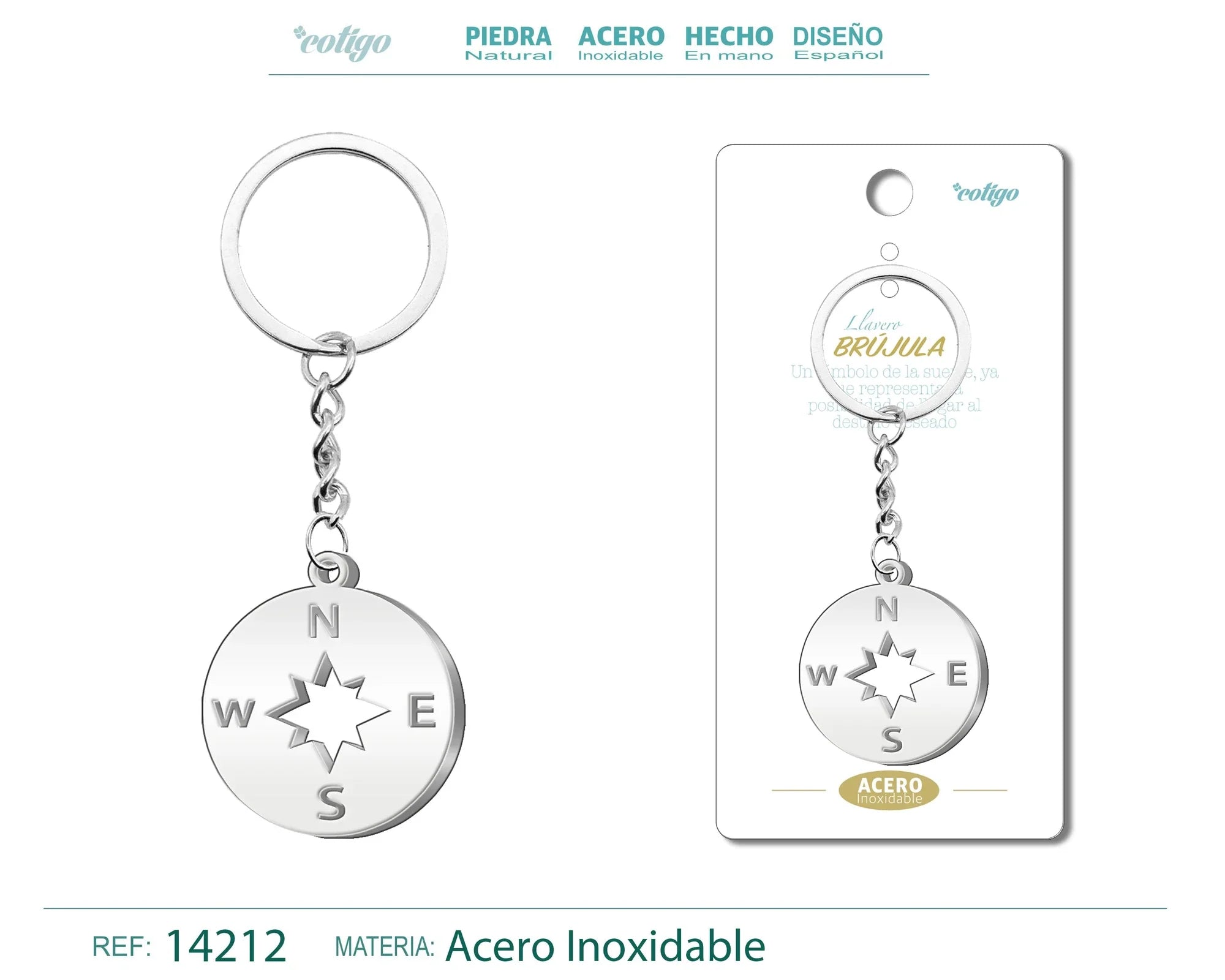 Llavero Brujula Acero Inoxidable