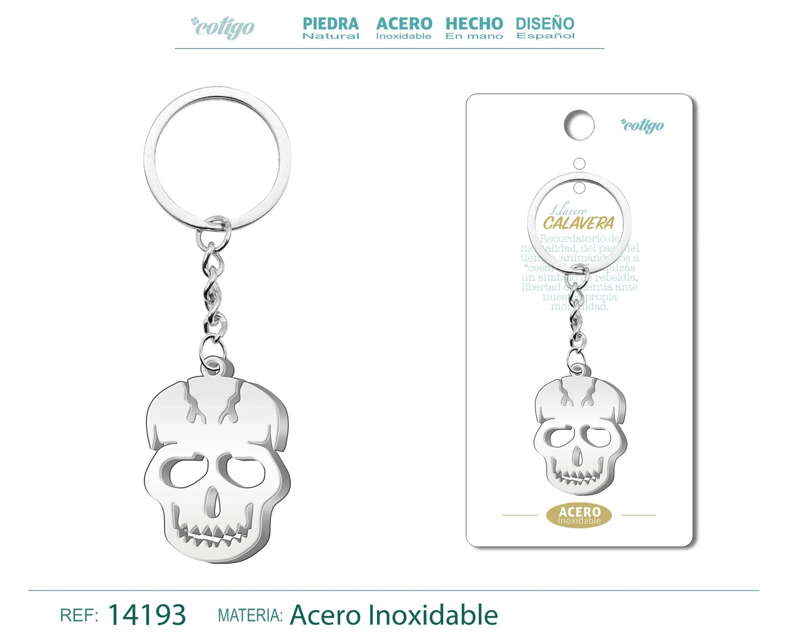 Llavero Calavera Acero Inoxidable